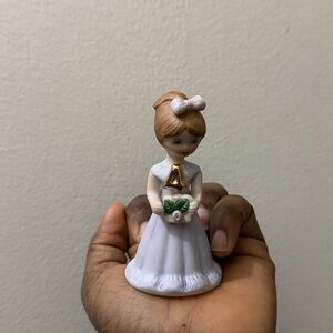 Enesco White and Gold Figurine with Pink Accents